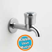 Uzun Musluk Klasik Pirinç Gövde Sızdırmaz Metal Dayanıklı Lavabo Musluğu Krom Paslanmaz Çeşme thumbnail 1
