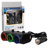 Olesson 1523 12-24V Çift USB Girişli 120W 80cm Kablolu 3'LÜ Araç Çakmak Çoklayıcı thumbnail 4
