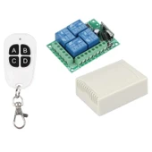 433MHz RF 4 Kanal Röle Modül DC 12V 4 Buton Kumanda Kablosuz Motor Pompa Fan Lamba Perde Akıllı Ev thumbnail 1