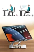 Yükseklik Ayarlı 7-12 inç Metal Tablet Soğutucu Masaüstü 360 Dönen Ayaklı Laptop Standı ipad Tutucu thumbnail 1