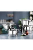 Lines Silver Çelik Tencere Seti 8 Parça Metal Kulp - 1