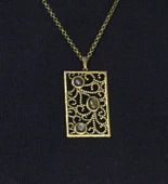 Doğal Taş Labradorit 3'lü Doğal Taşlı Antik Kadın Kolye euk45lbt thumbnail 2