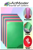 Aynalı Metalik Fon Kartonu 35x50 cm 10 Renk 1 Paket Dekoratif Pırıltılı Folyo Kağıt Okul Sınıf Renkli - 4