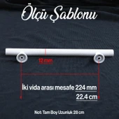 Mobilya Çekmece Mutfak Dolabı Dolap Kulpları Kulbu Kulpu  Beyaz Metal Kulp 224 mm - 22.4 cm thumbnail 2