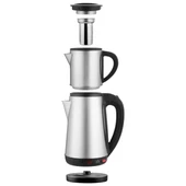 Crown CRW-2201 1800W 1.8 - 0.8 Litre Çelik Hazneli Çaycı Mutfak Kettle Demlikli Ve Süzgeçli Inox thumbnail 4