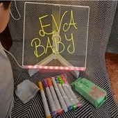 Sunup SN-27126 Dekoratif LED Aydınlatmalı Şeffaf Işıltılı Yazı - Çizim Panosu Tableti - 7 Renk Kalemli Set thumbnail 4