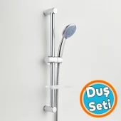 Sürgülü Duş Seti Krom Kaplama Şeffaf Sabunluklu Ayarlanabilir Yükseklik Lüks Banyo Duş Takımı thumbnail 1