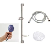 Sürgülü Duş Seti Krom Kaplama Şeffaf Sabunluklu Ayarlanabilir Yükseklik Lüks Banyo Duş Takımı thumbnail 4