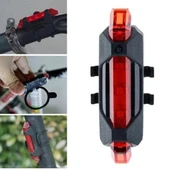 BUFFER® Usb Şarj Edilebilir Parlak Bisiklet Led Lamba Su Geçirmez Güvenlik Uyarı Arka Lamba Işığı thumbnail 1