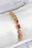 HEYF Pirinç Karışık Zirkon Taşlı Baget Model Gold Renk VIP Seri Kadın Bileklik thumbnail 1