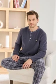 Pijamoni Erkek Düğme Yaka Kışlık Polar Pijama Takımı 6100/7.7 - 1 Adet  M Antrasit thumbnail 1