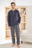 Pijamoni Erkek Düğme Yaka Kışlık Polar Pijama Takımı 6100/7.7 - 1 Adet  M Antrasit thumbnail 2