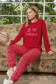 Aydoğan Kadın Bisiklet Yaka TERMAL Pijama Takımı 30000K- 1 Adet  M Kırmızı thumbnail 2