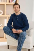 Pijamoni Erkek Düğme Yaka Kışlık Polar Pijama Takımı 6100/5,5 - 1 Adet  Lacivert 2XL thumbnail 1