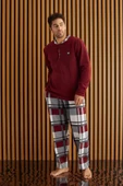 Pijamoni Erkek Düğme Yaka Kışlık Polar Pijama Takımı 6100/15 - 1 Adet  XL Bordo thumbnail 2