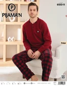 Pijamoni Erkek Düğme Yaka Kışlık Polar Pijama Takımı 6100/11,1 - 1 Adet  Bordo 2XL thumbnail 2