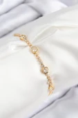 HEYF Pirinç Zirkon Taşlı Daire Model Gold Renk Asansörlü Kadın Bileklik thumbnail 1