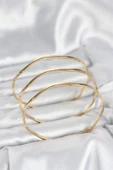 HEYF 316L Çelik Gold Renk 65 mm Ajda Zikzak Model 3lü Kadın Bileklik thumbnail 3
