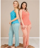 Baha Perfect Club Kadın İp Askılı V Yaka Pijama Takımı 4362T - 1 Adet  M Turkuaz thumbnail 3
