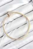 HEYF Pirinç Charm Zirkon Taşlı Yıldız Model Gold Renk Kadın Bileklik thumbnail 1