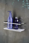 Yapışkanlı Ayarlanabilir Tekli Banyo Duş Rafı – Paslanmaz Kristal Şampuanlık, Banyo Düzenleyici (Yapıştır/Vidala) Krom-Beyaz - LŞ-01 - KB thumbnail 5