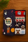 Goma Goma Socks Geyik, Kurabiye ve Kardan Adam Desenli 4’lü Yılbaşı Çorap Seti thumbnail 2