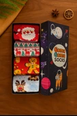 Goma Goma Socks Noel Baba, Geyik ve Zencefilli Adam Desenli 4’lü Yılbaşı Çorap Seti thumbnail 2