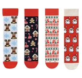 Goma Goma Socks Geyik, Kurabiye ve Kardan Adam Desenli 4’lü Yılbaşı Çorap Seti thumbnail 1