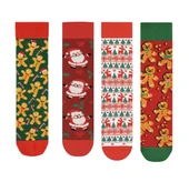 Goma Goma Socks Santa Claus ve Noel Desenli Renkli 4’lü Yılbaşı Çorap Seti thumbnail 1