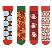 Goma Goma Socks Noel Baba, Geyik ve Zencefilli Adam Desenli 4’lü Yılbaşı Çorap Seti thumbnail 1