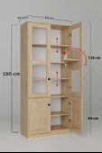 Lisa 4 Kapaklı Safir Meşe Vitrin -Kitaplık ve Çok Amaçlı Dolap thumbnail 8