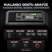 NOCO AX65 12V Lityum 2000Amp Akıllı Akü Takviye + Pompa + Powerbank + Led Lamba thumbnail 11