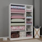 Lucas 3 Kapılı Yüklük, Yorgan, Yastık Dolabı - Mat Beyaz - 4