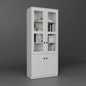 Lisa 4 Kapaklı Beyaz Vitrin - Kitaplık ve Çok Amaçlı Dolap thumbnail 6