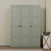 Lucas 3 Kapaklı, 6 Raf Bölmeli, Askılıklı Geniş Elbise Dolabı, Gardırop – Yeşil - 1