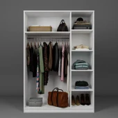 Lucas 3 Kapaklı, 6 Raf Bölmeli, Askılıklı Geniş Elbise Dolabı, Gardırop – Beyaz thumbnail 7