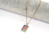 Çelik Kolye, Altın Kaplama İkizler Burç Kadın Kolye K-143 thumbnail 2