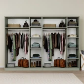 Lucas 6 Kapaklı, 12 Raf Bölmeli, Askılıklı Geniş Elbise Dolabı, Gardırop, Yeşil 190*270 thumbnail 3