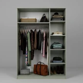 Lucas 3 Kapaklı, 6 Raf Bölmeli, Askılıklı Geniş Elbise Dolabı, Gardırop – Yeşil - 7