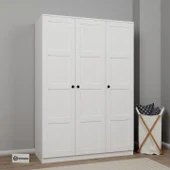 Lucas 3 Kapılı Yüklük, Yorgan, Yastık Dolabı - Mat Beyaz - 2