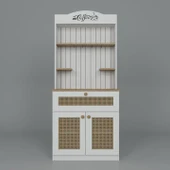 Lucas 2 Kapaklı Çekmeceli Sarı Hasır Desen Kahve Köşesi Çok Amaçlı Mutfak Dolabı-Açık Ceviz & Beyaz thumbnail 6