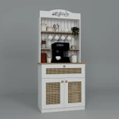 Lucas 2 Kapaklı Çekmeceli Sarı Hasır Desen Kahve Köşesi Çok Amaçlı Mutfak Dolabı-Açık Ceviz & Beyaz thumbnail 5