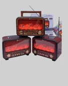 Solar Şarjlı Şömine Işıklı Bluetooth Hoparlör – Radyo, USB, TF Kart Destekli thumbnail 2