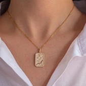 Çelik Kolye, Altın Kaplama Yay Burcu Çelik Kadın Kolye K-101 thumbnail 3