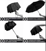 Otomatik Açma Kapama Fiber Tel Orjinal Kaliteli Şemsiye(Gri Haki Bordo Lacivert Fuşya Mor Siyah) - 4