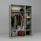 Lucas 3 Kapaklı, 6 Raf Bölmeli, Askılıklı Geniş Elbise Dolabı, Gardırop – Yeşil - 8