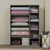 Lucas 3 Kapılı Yüklük, Yorgan, Yastık Dolabı - Yeşil - 4