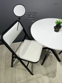 Katlanır Kamp Sandalyesi Kirli Beyaz Piknik Sandalyesi - Tekli thumbnail 2