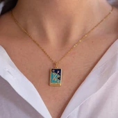 Çelik Kolye, Altın Kaplama Yay Burcu Kadın Kolye K-142 thumbnail 3