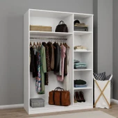 Lucas 3 Kapaklı, 6 Raf Bölmeli, Askılıklı Geniş Elbise Dolabı, Gardırop – Beyaz thumbnail 3